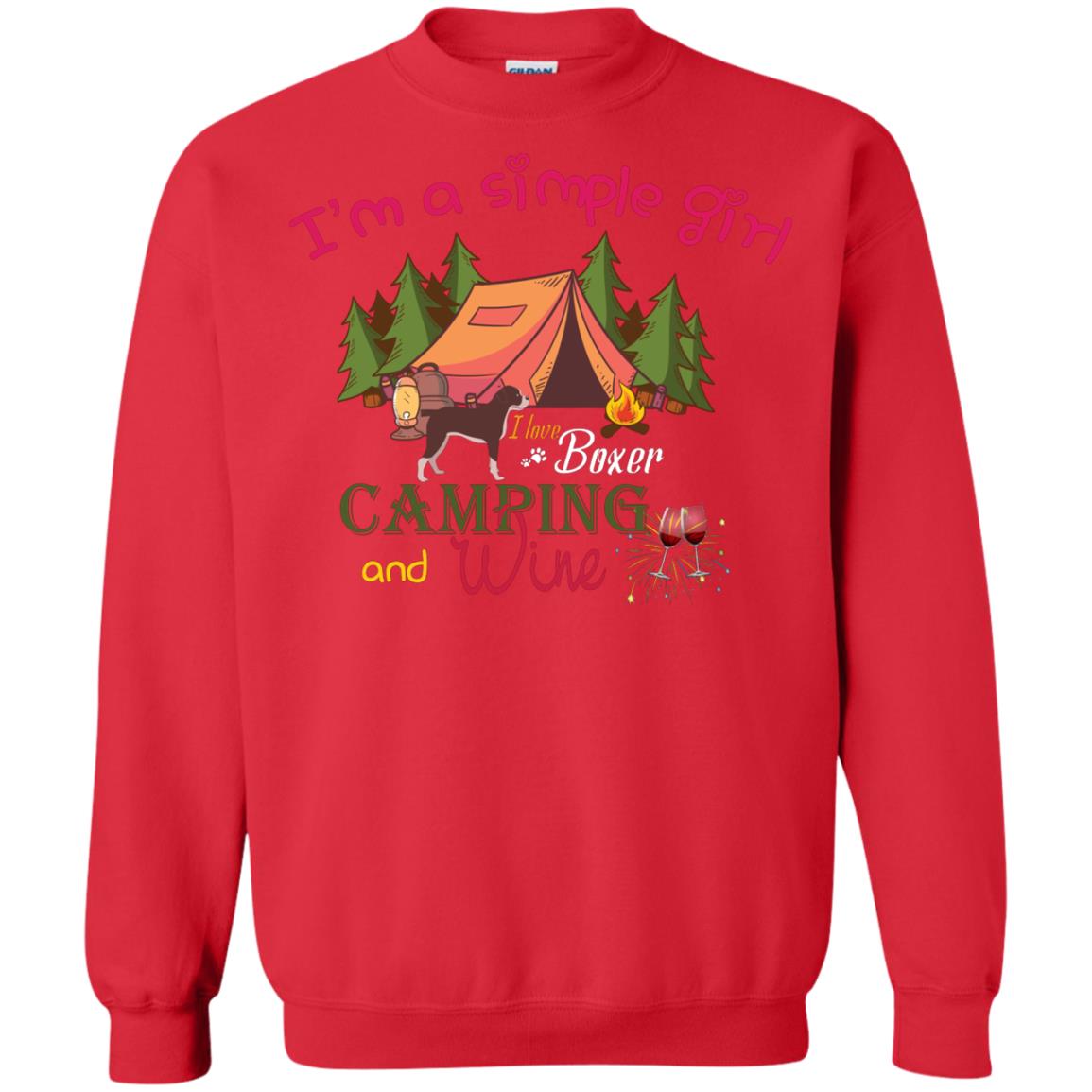 I’m A Simple Girl I Love Boxer Dog Camping And Wine Shirt Red
