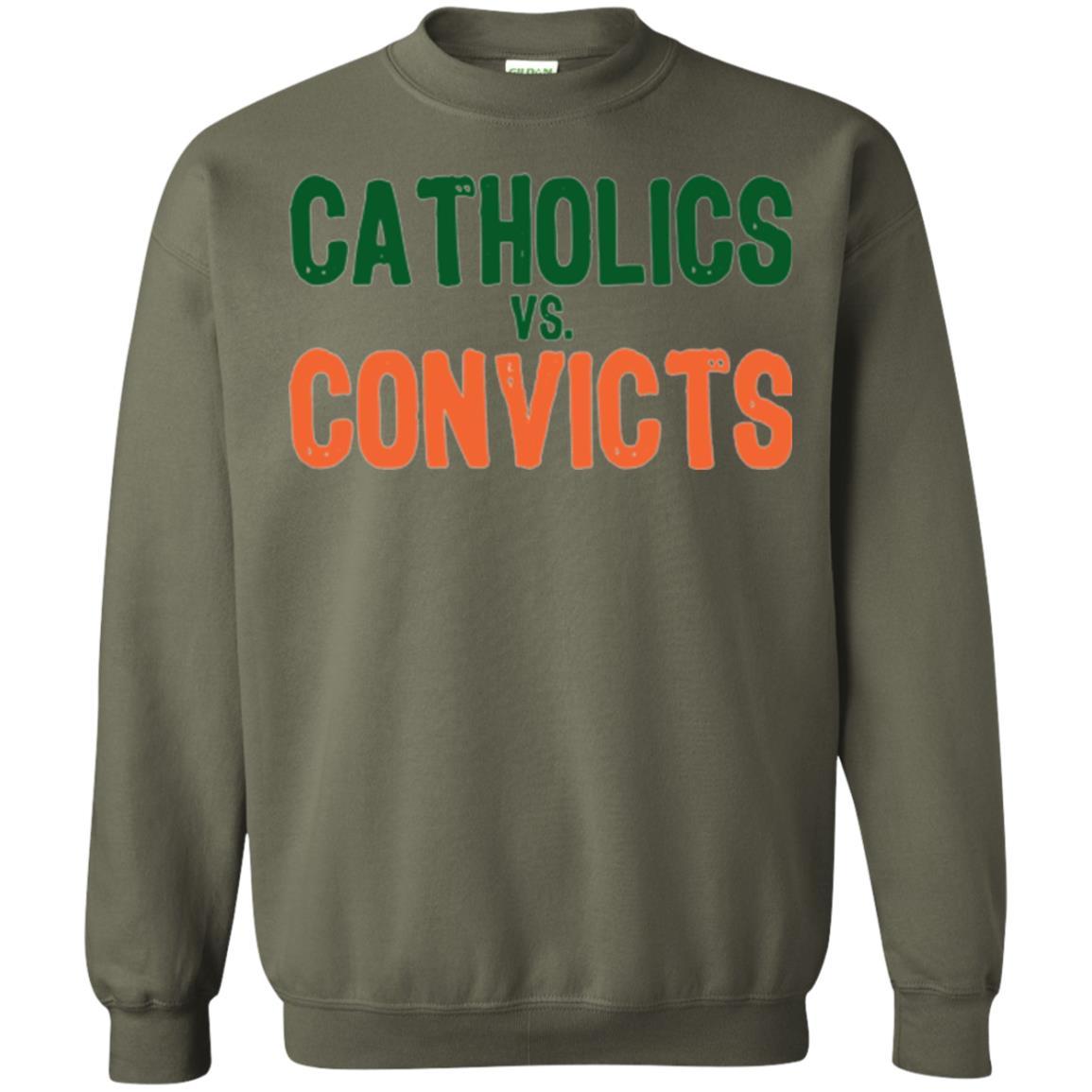 Football T-shirt Distressed Catholics Vs. Convicts 1988 Classic Military Green