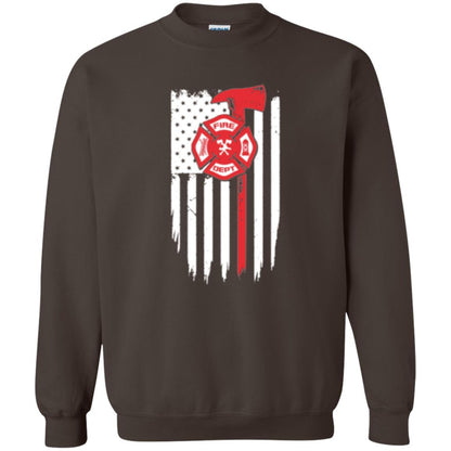 Firefighter T-shirt American Flag Proud Of Us Fireman Dark Chocolate