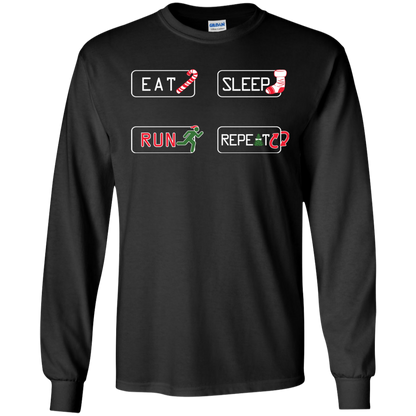 Christmas T-Shirt Eat Sleep Run Repeat Black