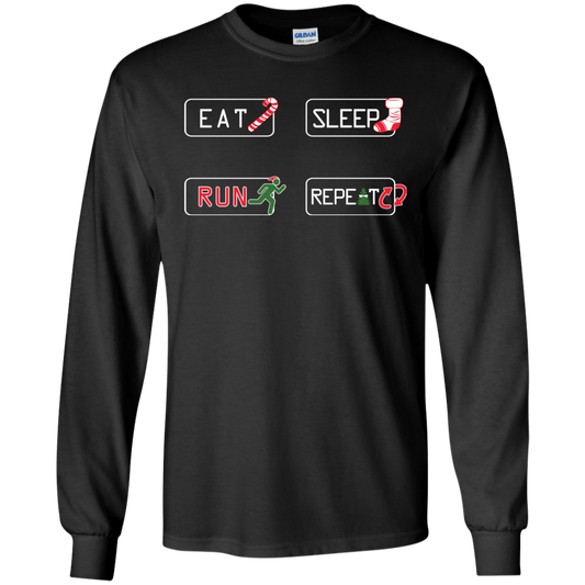 Christmas T-Shirt Eat Sleep Run Repeat Black