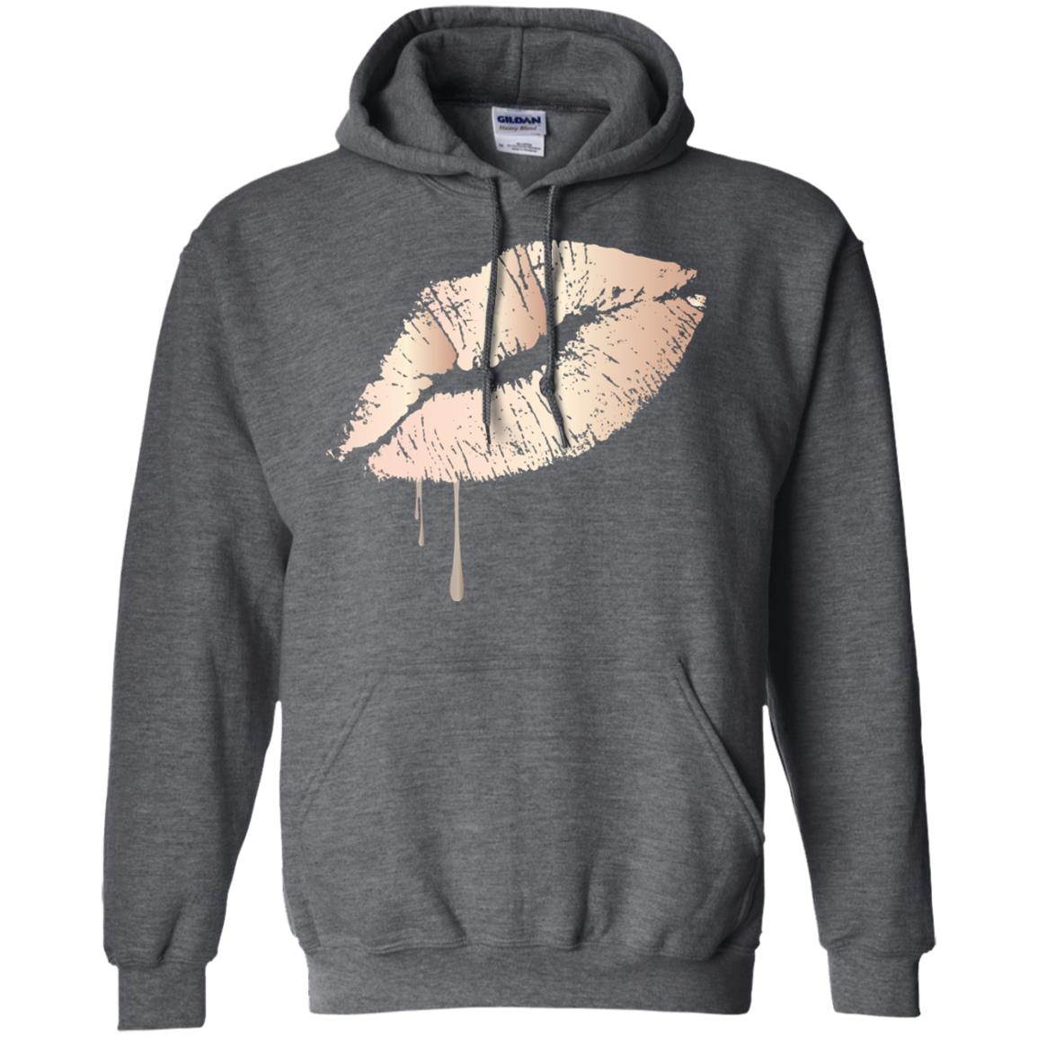 Rose Gold Dripping Lips T-shirt Dark Heather