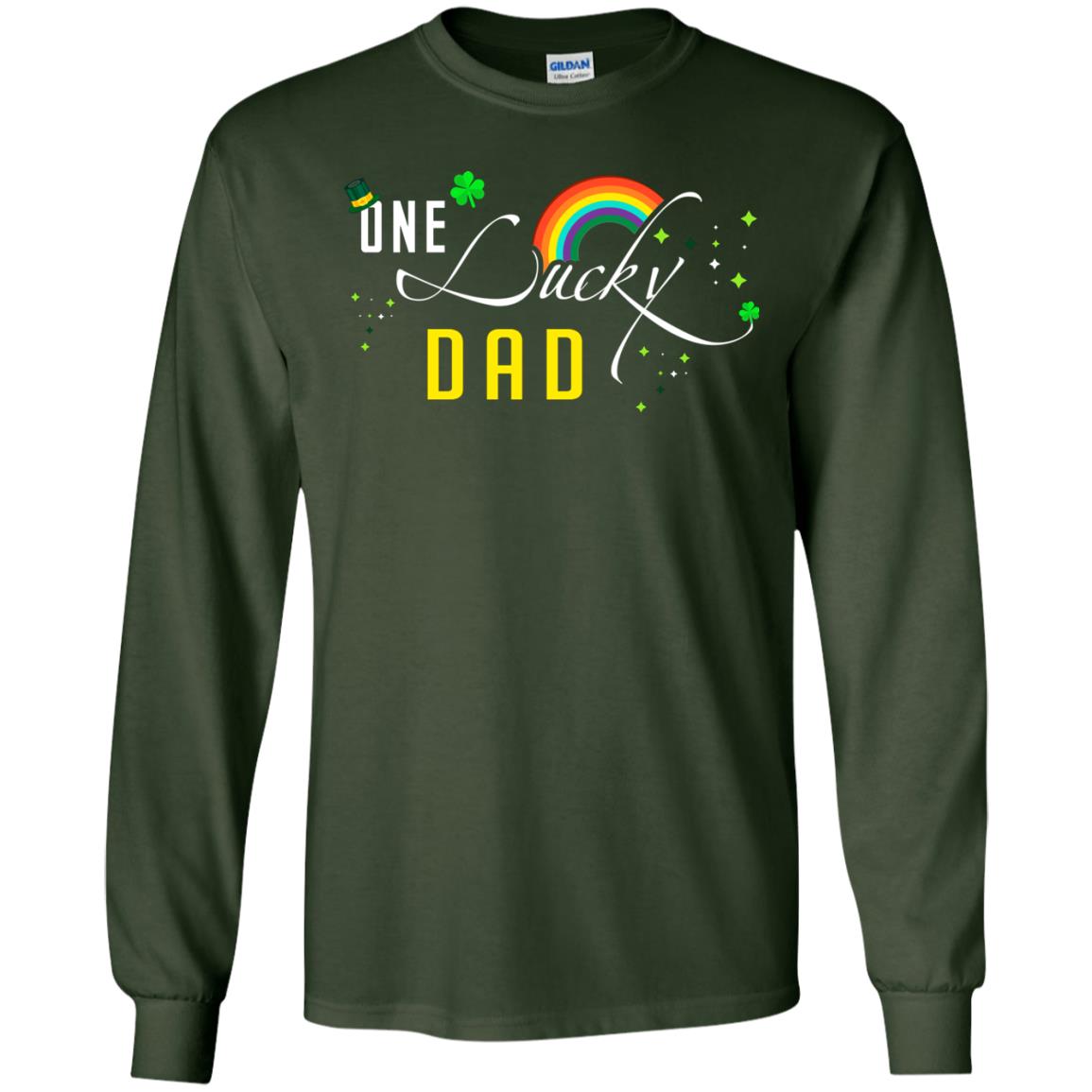 One Lucky Dad St. Patrick_s Day T-shirt Forest Green