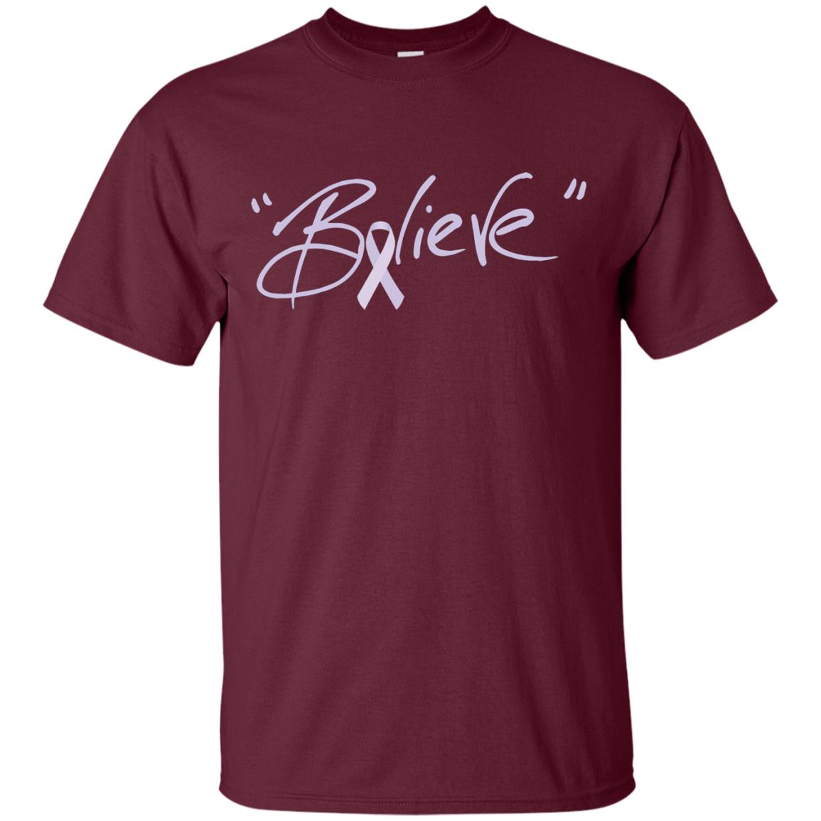 All Cancer Awareness Shirt Lavender Ribbon Believe Maroon