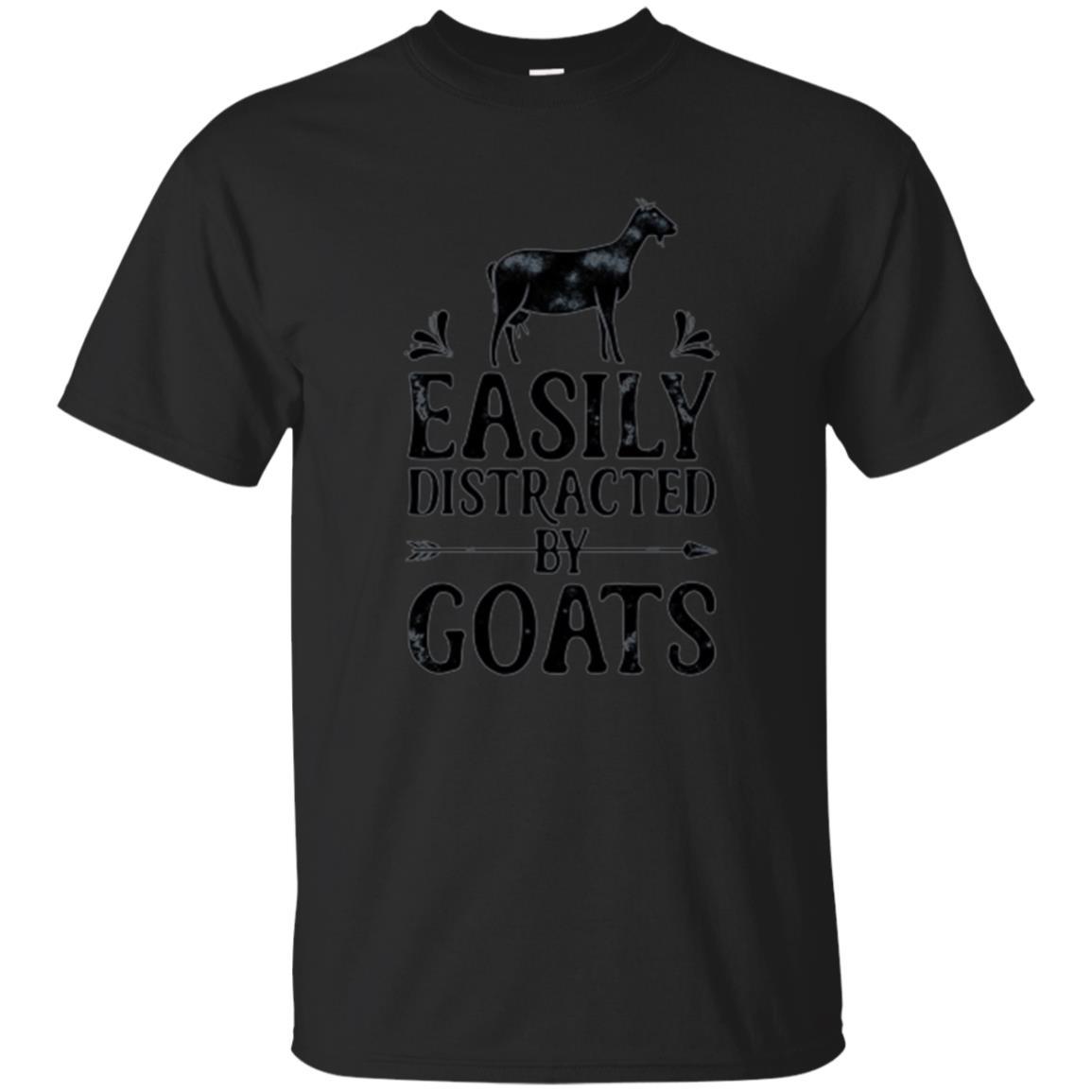 Goat Lover T-shirt Easily Distracted By Goats Black