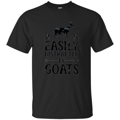 Goat Lover T-shirt Easily Distracted By Goats Black