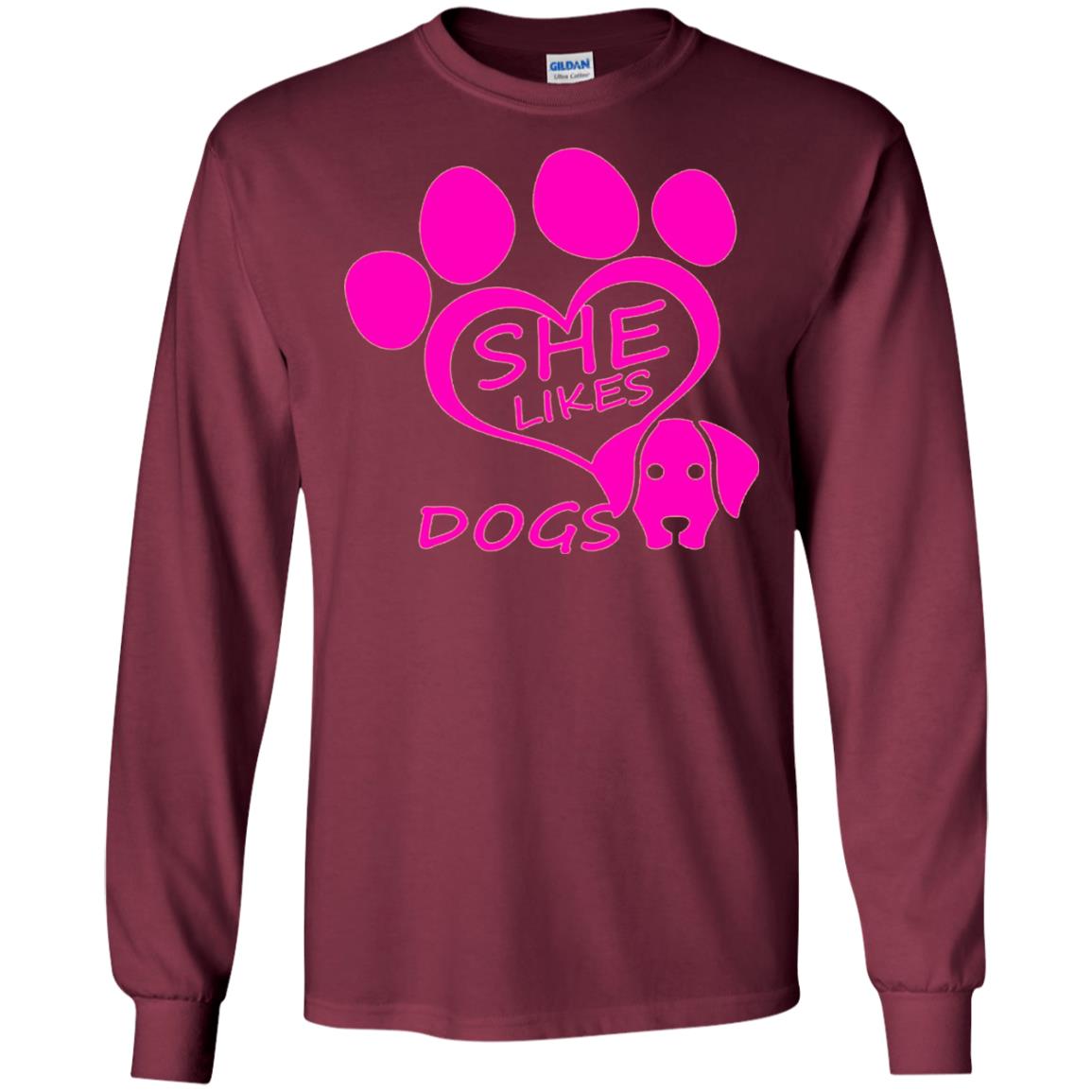 Dog Lovers Shirt She Likes Dogs Maroon