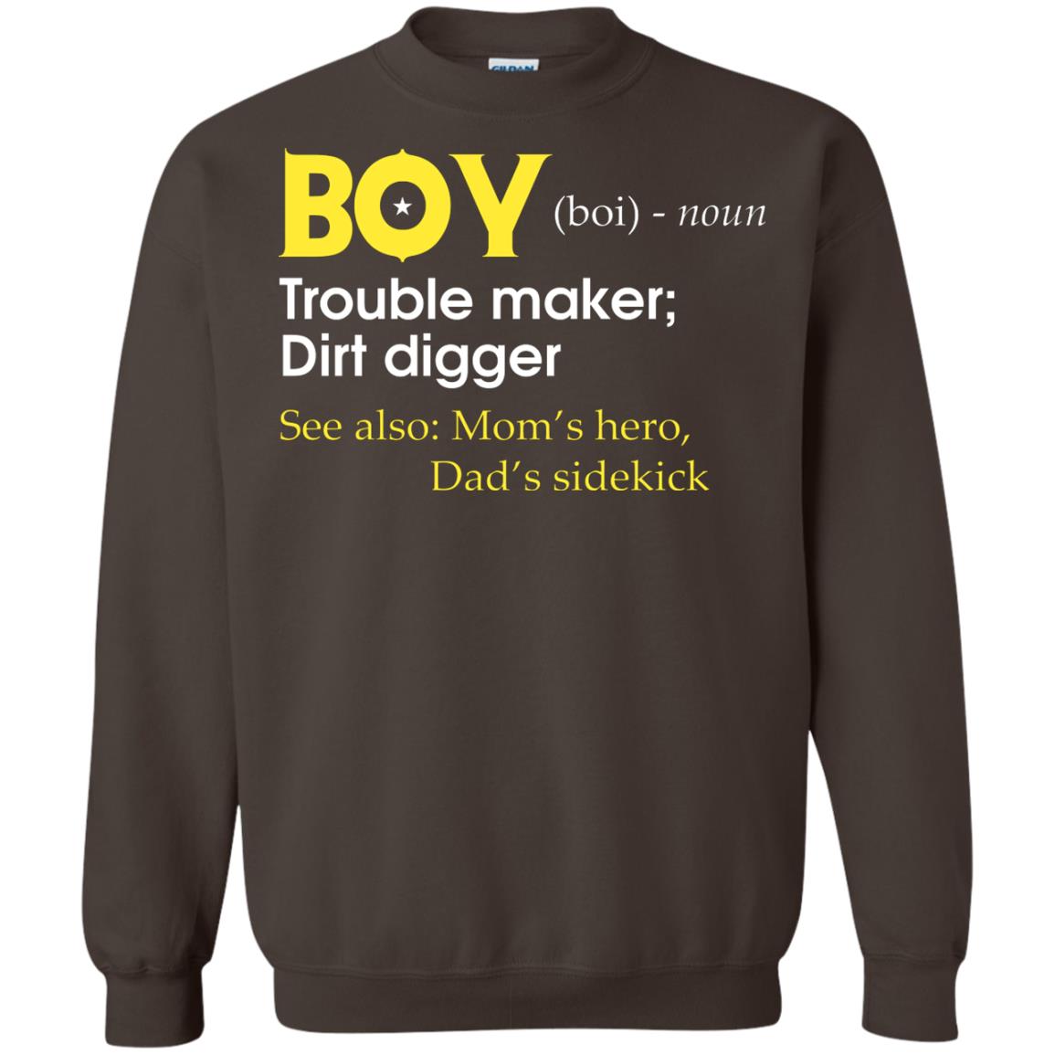 Boy Definition Trouble Maker Dirt Digger Shirt Dark Chocolate