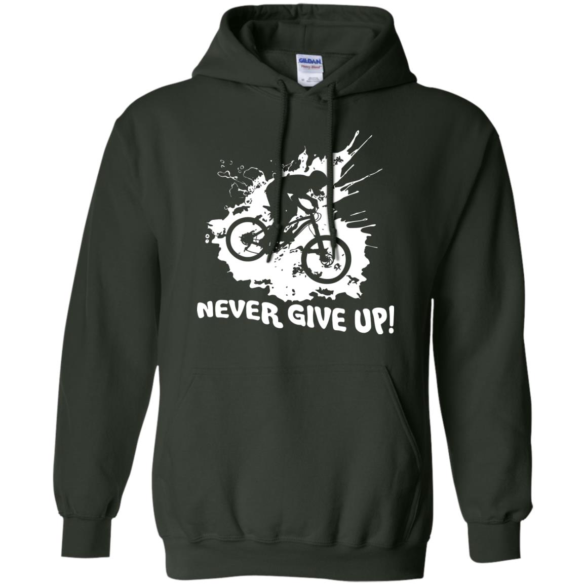 Biker T-shirt Never Give Up Forest Green