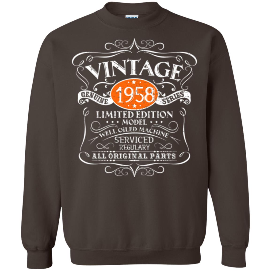 Vintage 60th Birthday T-shirt 1958 All Original Parts Dark Chocolate
