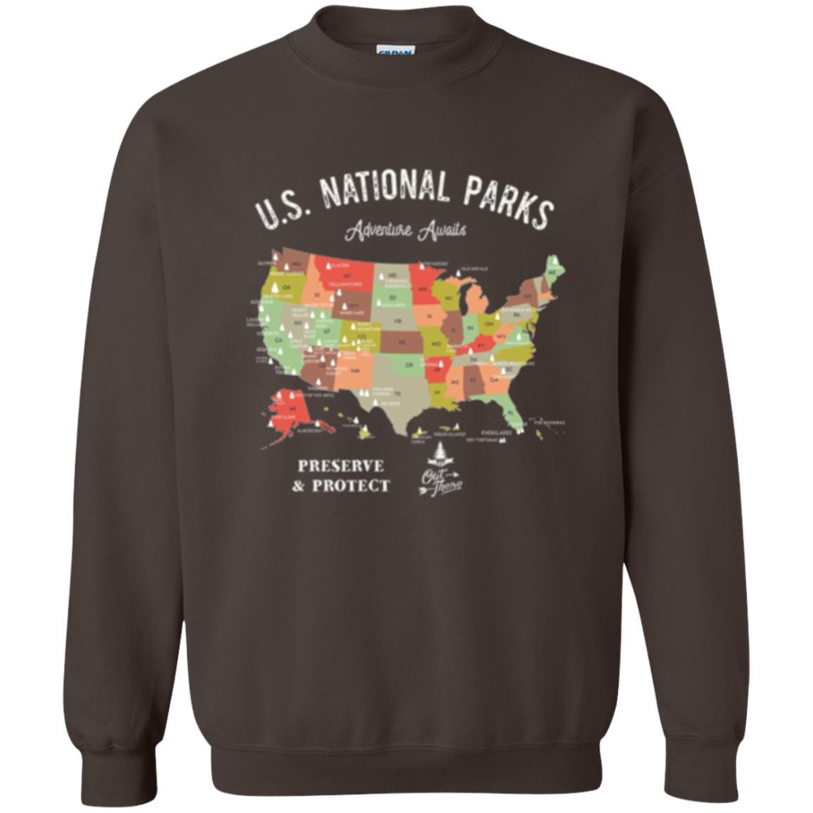 Hiking Camping T-shirt National Park Map Vintage T-shirt Dark Chocolate
