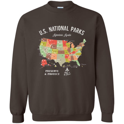 Hiking Camping T-shirt National Park Map Vintage T-shirt Dark Chocolate
