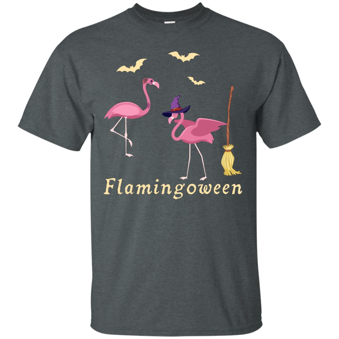Flamingoween Flamingo Wicth Ride Stick Funny Quote On Haloween Gift Shirt Dark Heather