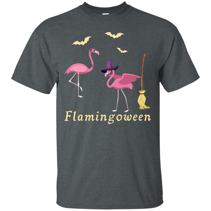 Flamingoween Flamingo Wicth Ride Stick Funny Quote On Haloween Gift Shirt Dark Heather