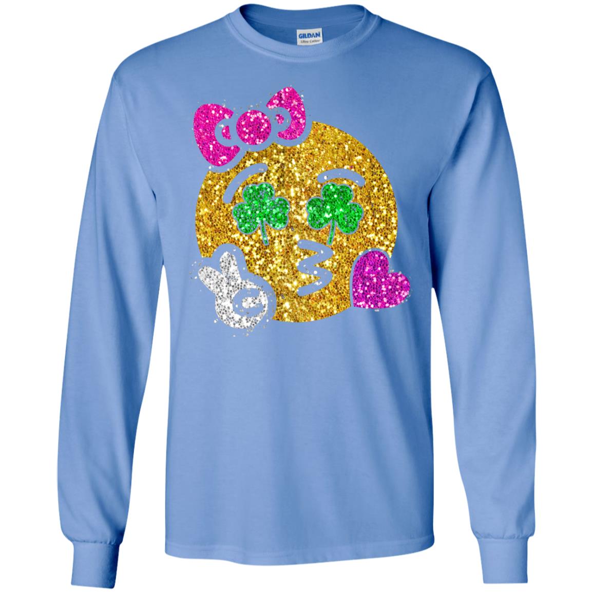 Emoji Kiss Heart Princess St. Patrick_s Day T-shirt Carolina Blue