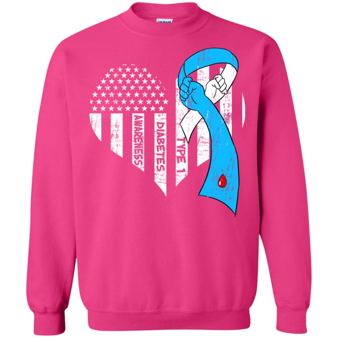 Diabetes Awareness Type 1 Ribbon Flag Shirt Heliconia