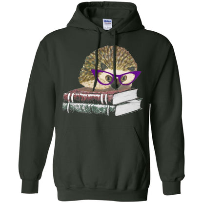 Adorable Hedgehog Book Nerd Gift Shirt Forest Green
