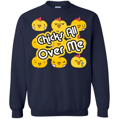 Chicks All Over Me Funny Chickens Shirt For Easter Day Navy