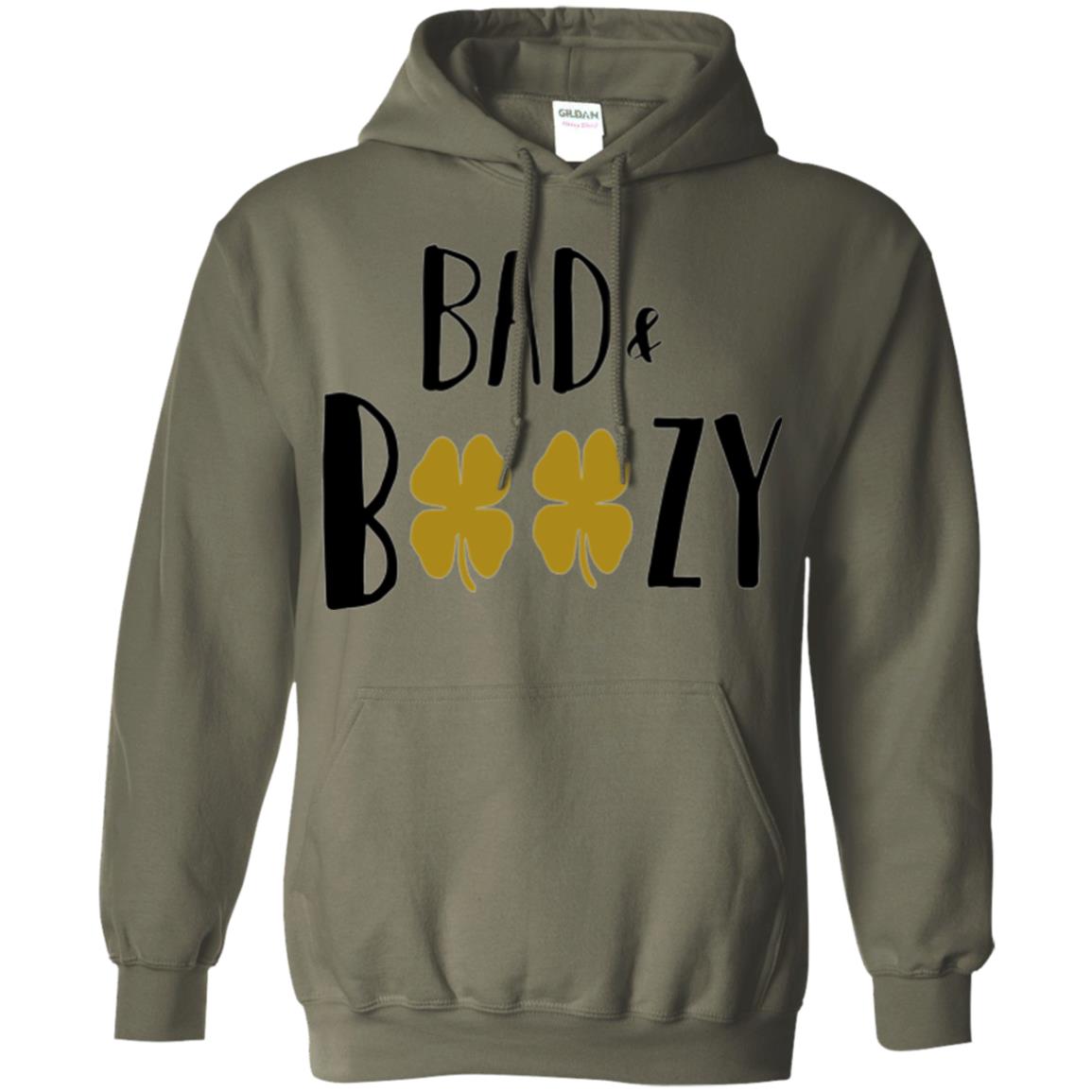 Bad And Boozy Funny Saint Patrick Day Drinking T-shirt Military Green