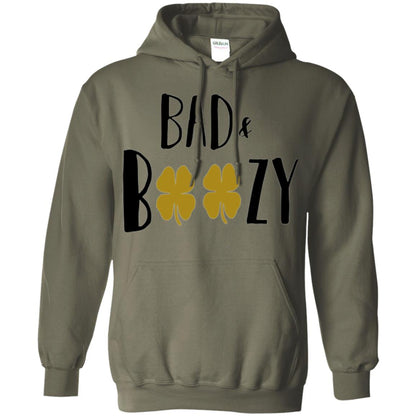 Bad And Boozy Funny Saint Patrick Day Drinking T-shirt Military Green