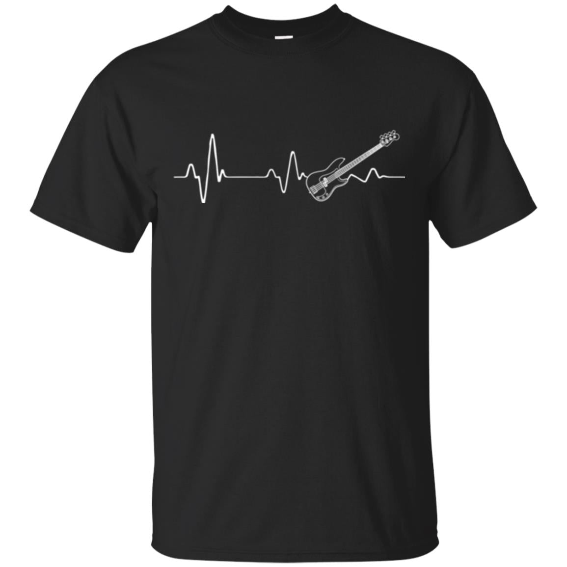 Bass Guitar Lovers T-shirt Heartbeat Black