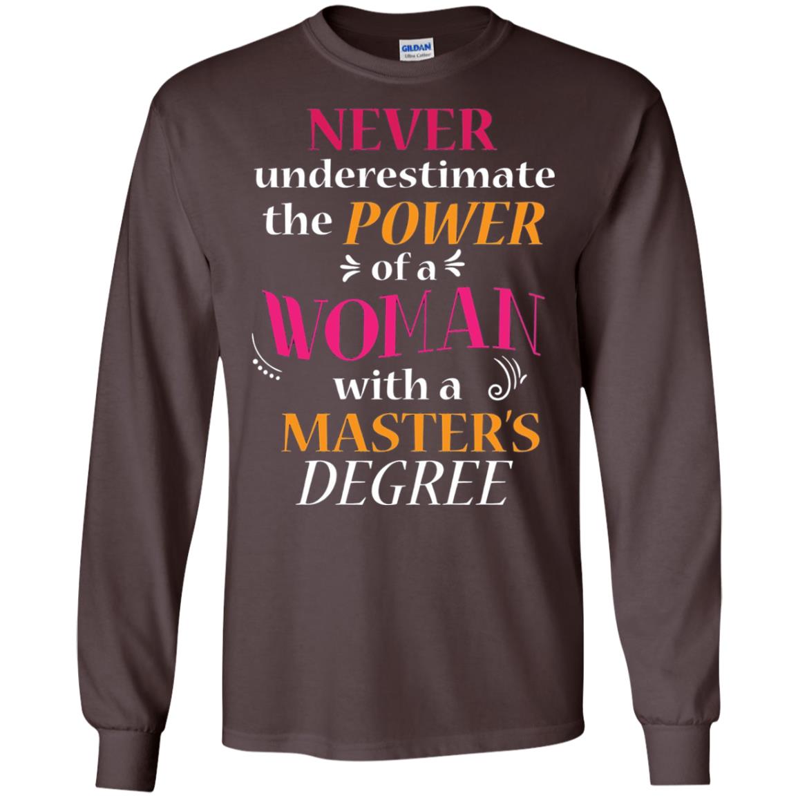 Funny Masters Degree T-shirt Never Underestimate The Power Dark Chocolate