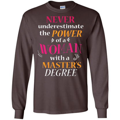 Funny Masters Degree T-shirt Never Underestimate The Power Dark Chocolate