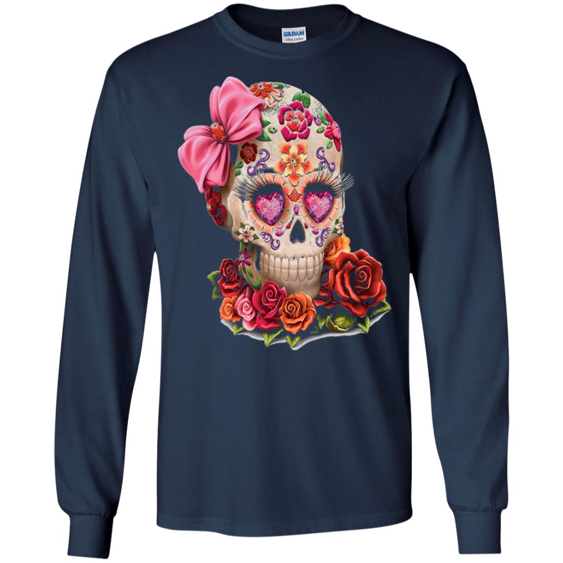 Cinco De Mayo Skull Women Flower Shirt Navy