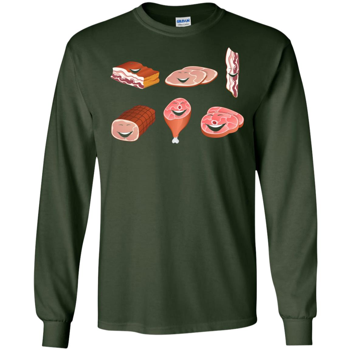 Funny Bbq T-shirt Meat Family Forest Green