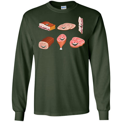 Funny Bbq T-shirt Meat Family Forest Green