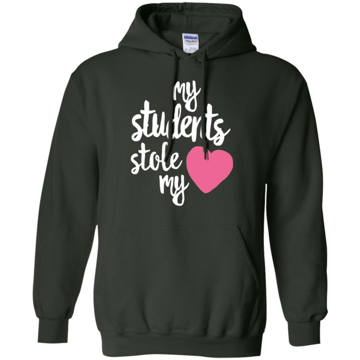 Valentine_s Day T-shirt My Students Stole My Heart Forest Green