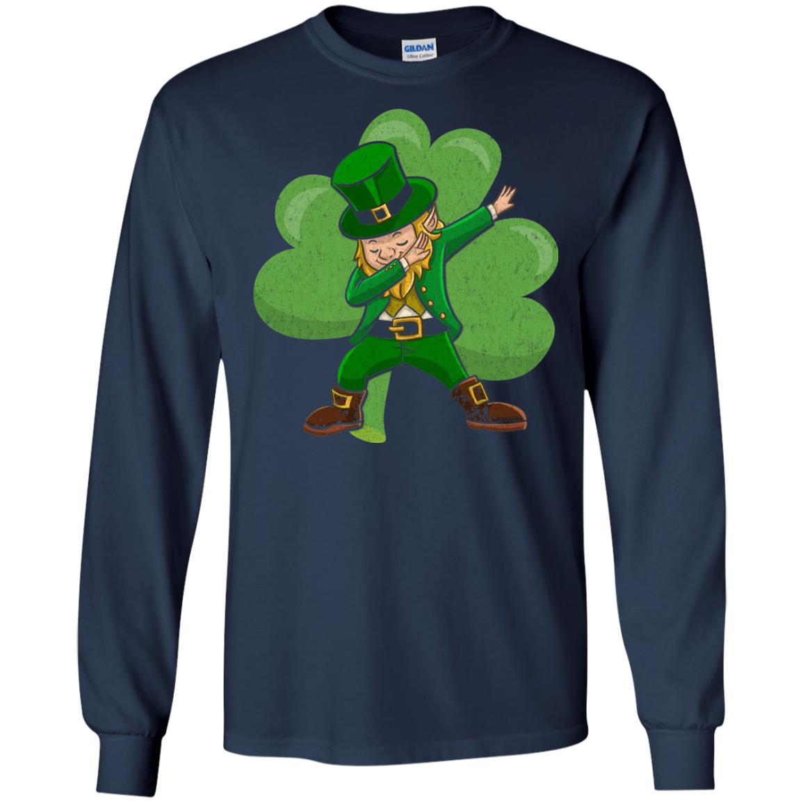 Funny Dabbing Leprechaun Shirt St Patricks Day T-shirt Navy