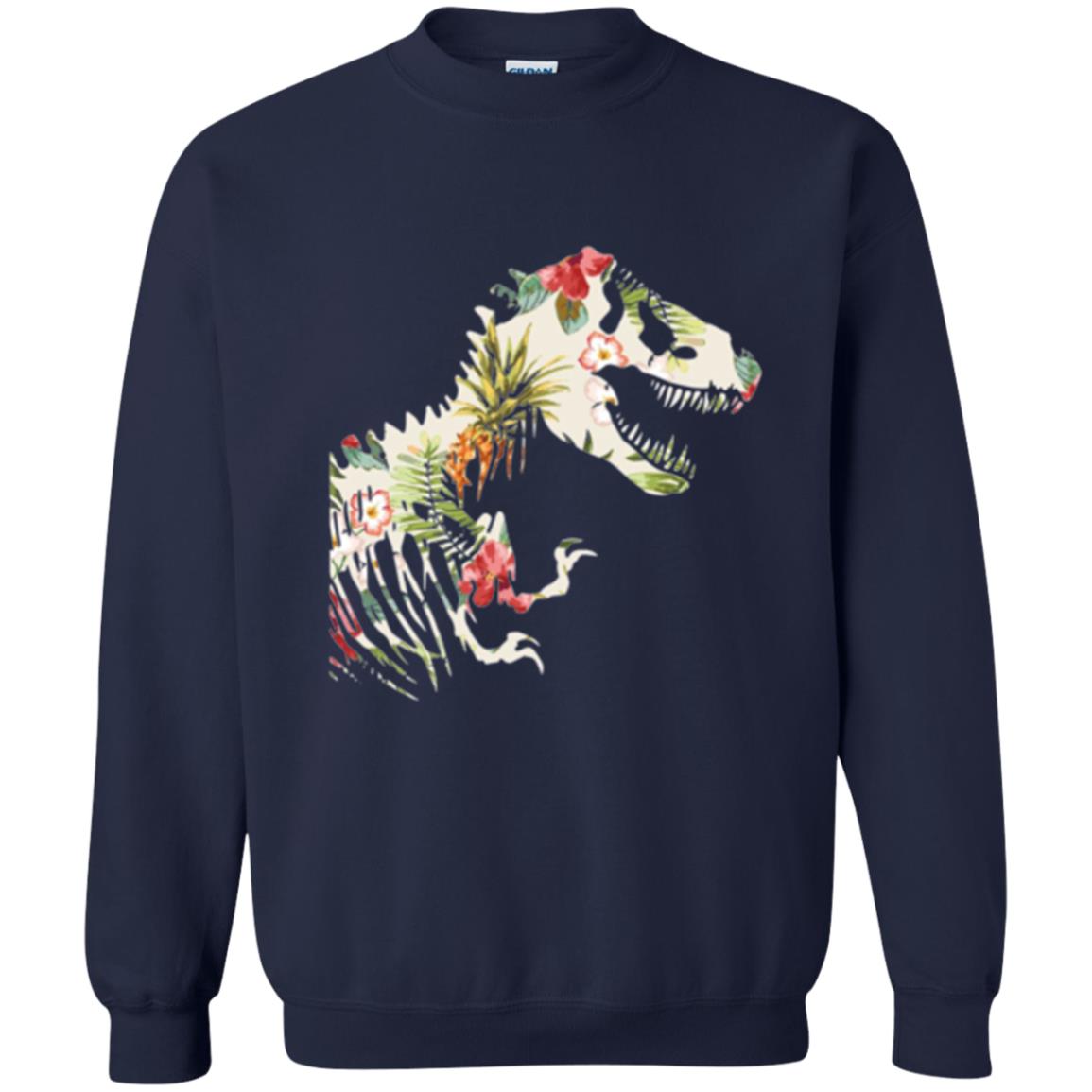 Dinosaur T-shirt Floral Tropical Hawaiian Pattern T Rex Navy