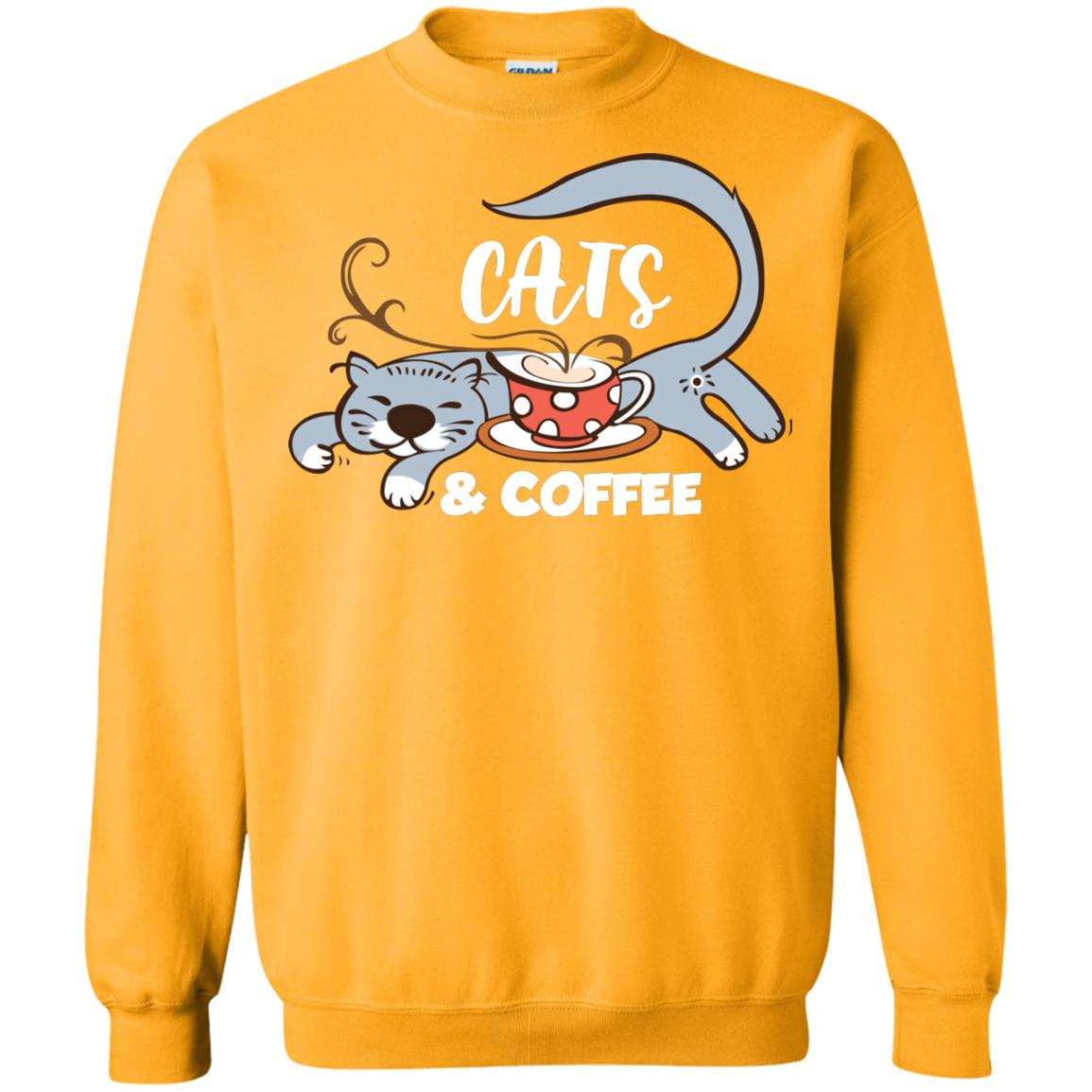 A Good Day Start With Cat And Coffee Cat Lover T-shirt Gold