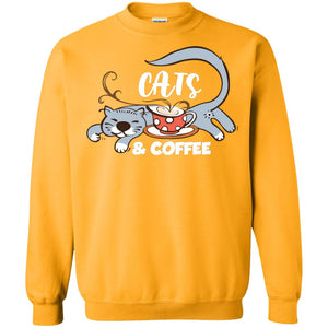 A Good Day Start With Cat And Coffee Cat Lover T-shirtG180 Gildan Crewneck Pullover Sweatshirt 8 oz.