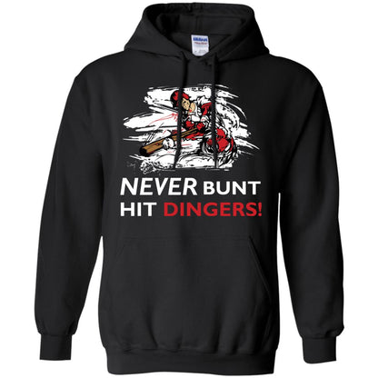 Baseball Lover T-shirt Never Bunt Hit Dingers Black