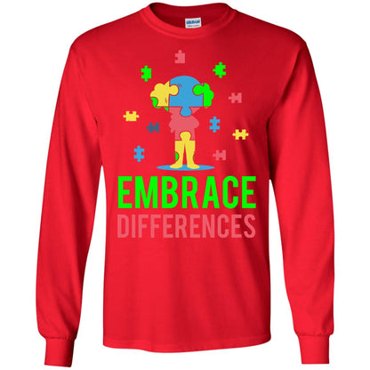Autism Awareness T-shirt Embrace Differences Red