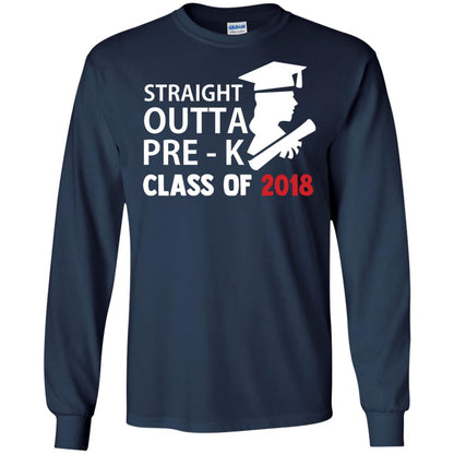Straight Outta Pre-k Class Of 2018 Preschool Graduation Shirt Navy