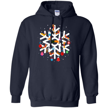 Winter Snow Flower Decorating Bauble And Dachshund X-mas Gift Shirt Navy