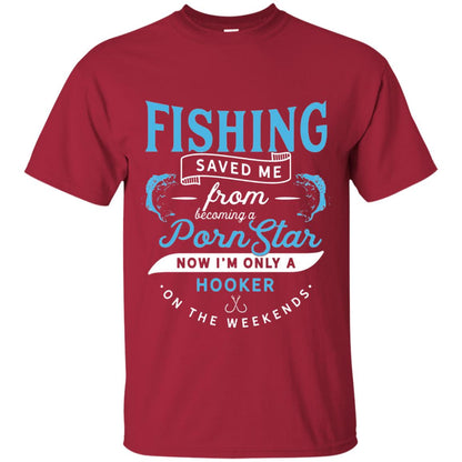 Funny Fishing Tshirts Im Only A Hooker On The Weekends Cardinal
