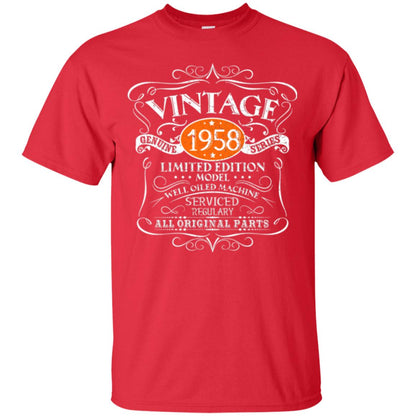 Vintage 60th Birthday T-shirt 1958 All Original Parts Red
