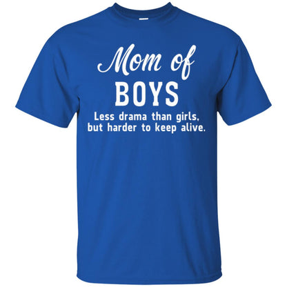 Mom Of Boys Less Drama Than Girls But Harder To Keep Alive T-shirt Mothers Day Royal