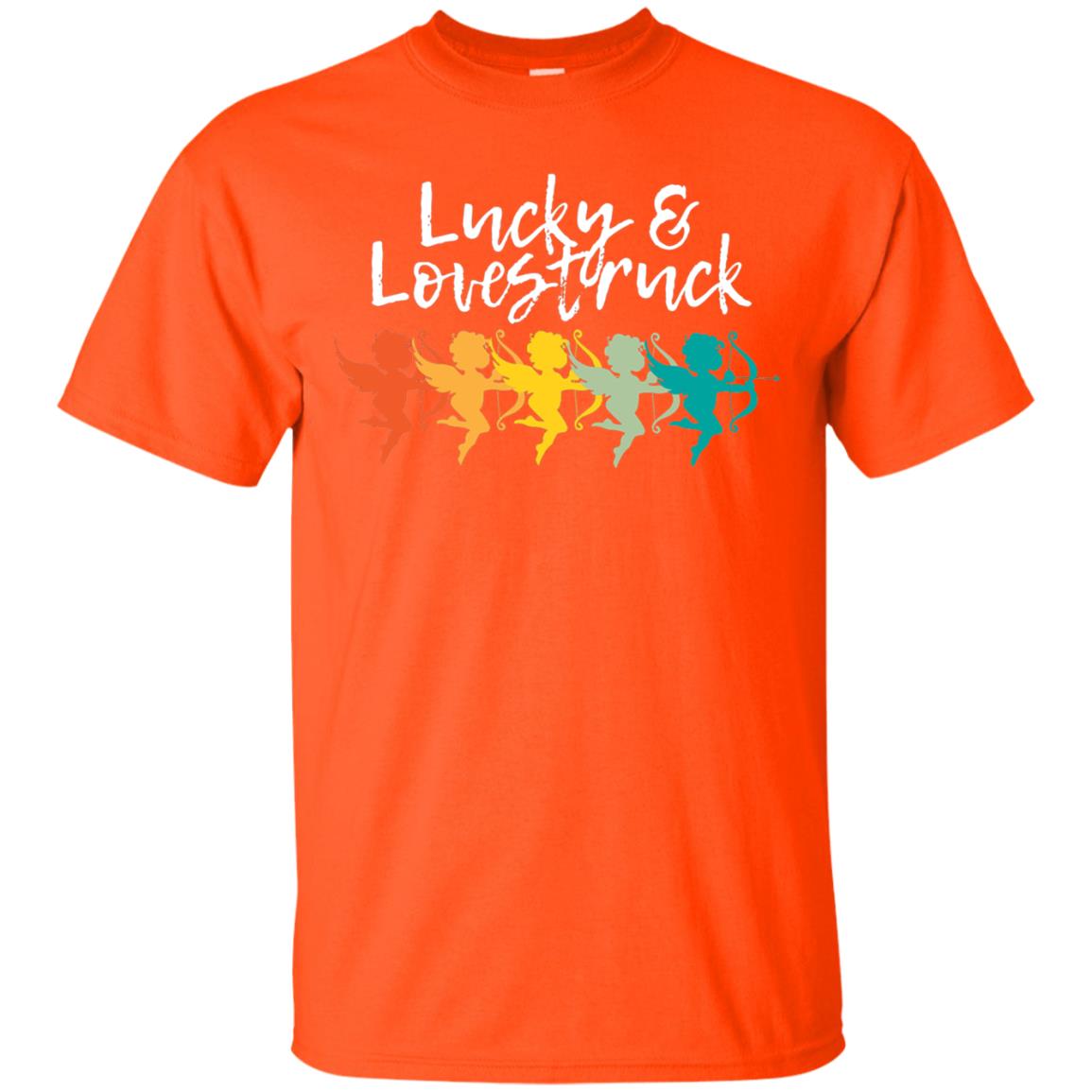 Vintage Retro Valentine_s Lucky Lovestruck Tshirt Orange