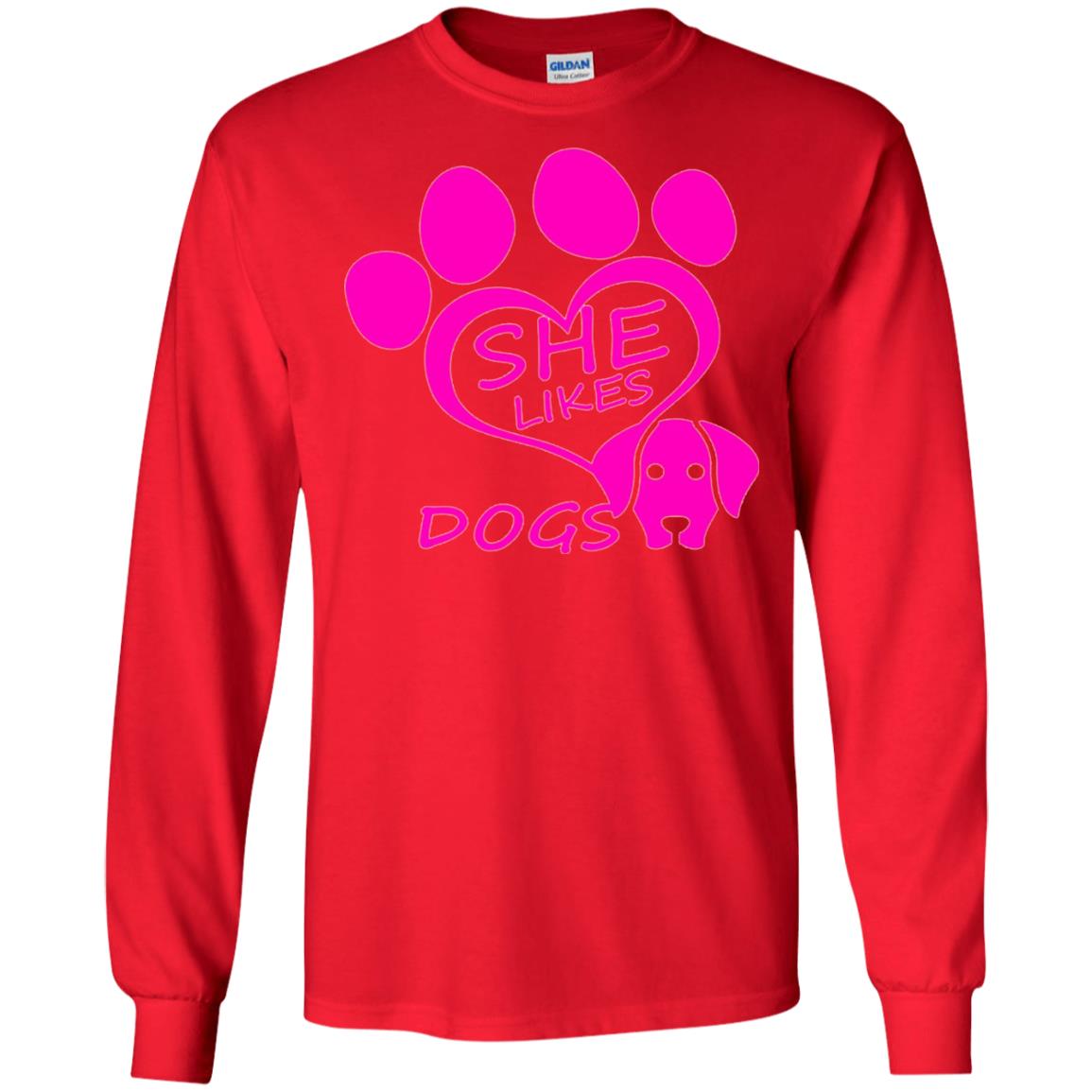 Dog Lovers Shirt She Likes Dogs Red