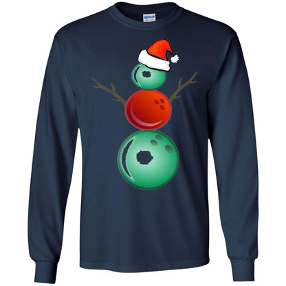 Funny Christmas Shirts Bowling Snowman Navy