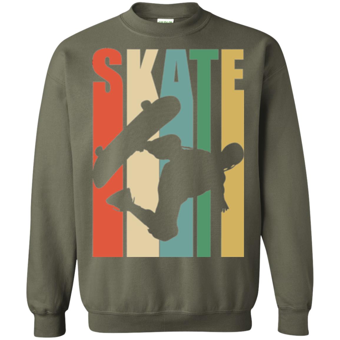 Skateboarder T-shirt Retro Vintage Military Green
