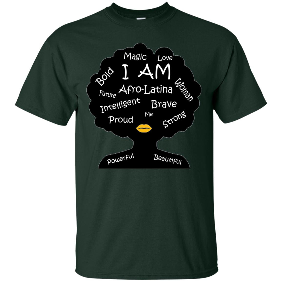 Unisex Bold Afro Latina Proud Black Spanish Culture T-shirt Forest