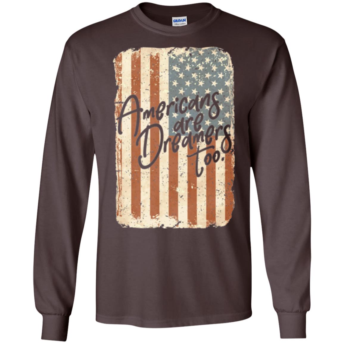 Americans Are Dreamers Too T-shirt American Flag Dark Chocolate