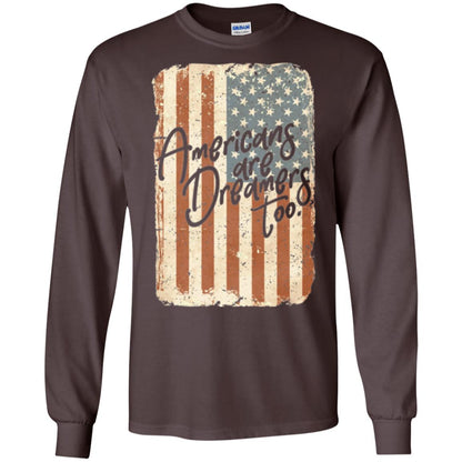 Americans Are Dreamers Too T-shirt American Flag Dark Chocolate