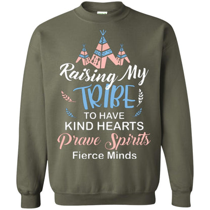 Mommy T-shirt Raising My Tribe To Have Kind Hearts Military Green